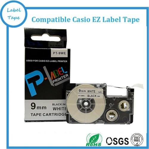 100% Compatible tape XR-9WE black on white tape cartridge for EZ label printer PT-9WE for KL-7200/750B/8100/8200/8800