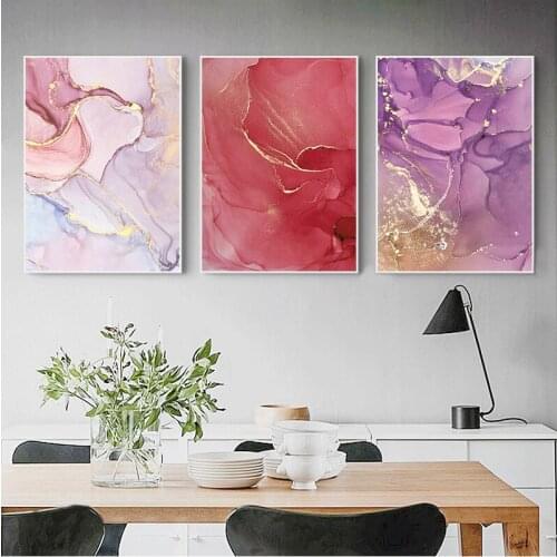 Modern Abstract Beautiful Colorful Golden Petals Ink Canvas Painting Wall Art Nordic Print Scandinavian Decoration Picture
