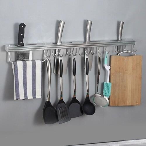 For Kitchen Organizer Rack And knives holder Wall Hanging Multifunctional Punch-free Knife Rack Hook Holder Storage Utensils