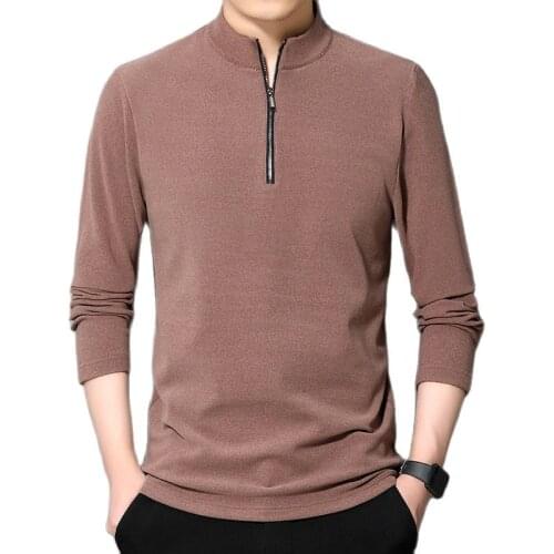 2021 Thick Warm Bottoming Shirt Half Zip Pullover New Fashion T Shirts For Men Trends Tops Long Sleeve Tshirts Men Clothes