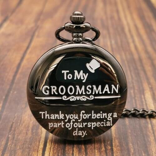 Unique Design To My Groomsman Quartz Pocket Watches Luxury Necklace Chain Pocket Watches for Mens Boyfriend Gifts