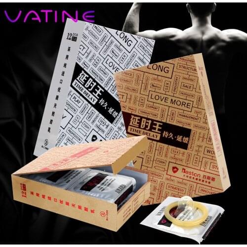 VATINE 12 Pieces/Box Ultra Thin Delay Ejaculation Natural Latex Sex Toys For Men Penis Rings Spike Condoms