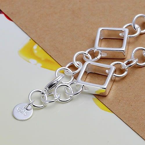 KN-H204 Wholesale Free Shipping Silver Color Bracelet For Ladies 925 Factory Price Fashion Jewelry Square Bracelet