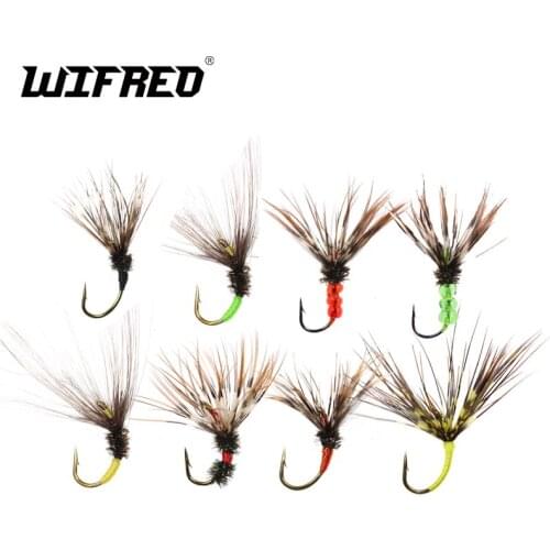 Wifreo 6PCS Fly Rainbow Brook Trout Salmon Fishing Tenkara Fishing Flies Lure on #12 Bronze Barbed Hooks Pocket Sized Fly Box