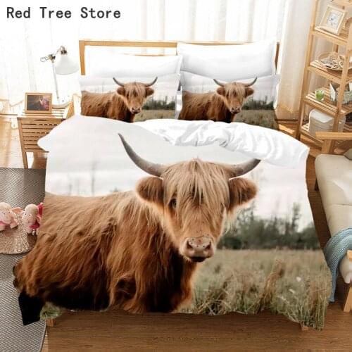 Wild Yak Bedclothes Microfiber Duvet Cover Set Pillowcase 2/3pcs Bedlinens Cattle Bedding Sets 3d Quilt Covers for Kids Adults