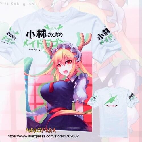 Japanese Summer T-Shirt Miss Kobayashis Dragon Maid Tooru Double-side Print Anime Men Women Casual Short Sleeve Shirt Tee Tops