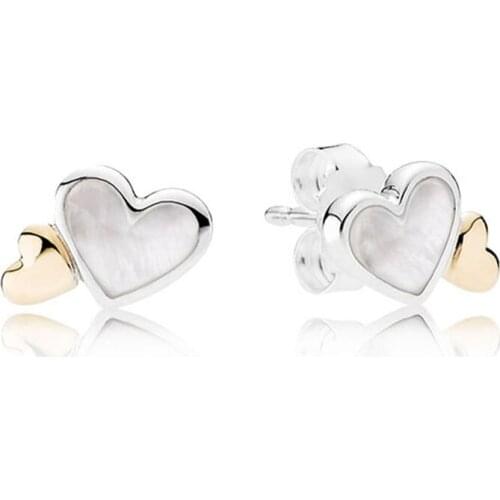 925 Sterling Silver Original Luminous Hearts Europe Pandora Earrings For Women Bead Charm Gift DIY Jewelry