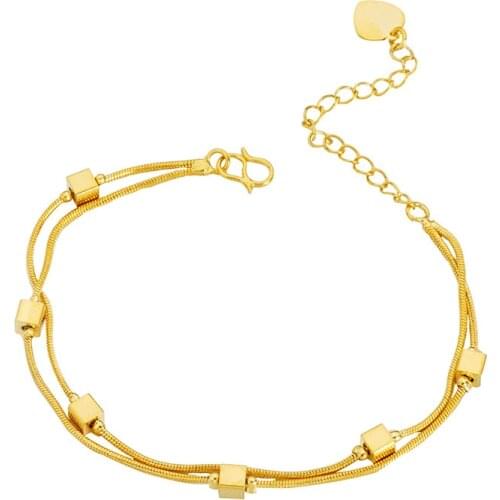 2019 Fashion Square Double layer 24K Bracelet &bangle For Women Adjustable Temperament charm Chain Bracelets Jewelry Wholesale