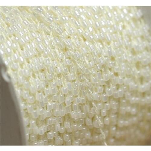 1M Beige Lace Crystal Beads Sequin Fabric Beaded Trim Ribbon Sewing Applique Collar Cord Wedding Dress Guipure Decor Crafts V10