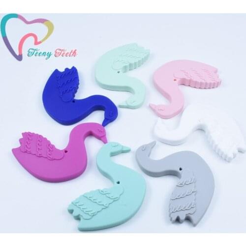 1 PC Baby Silicone Bird Teether Cartoon Animal Swan Baby Teething Teether Silicone Chew Charms Teething Baby Gift Toddler