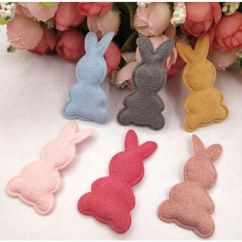 2.2*5cm Lovely fabric accessories,colorful rabbit padded Appliques for Childrens headwear garments DIY crafts materials