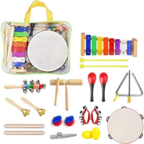 22 Pcs Toddler Musical Instruments Set Percussion Instrument Toys Toddler Musical Toys Set Rhythm Band Set Birthday Gift for Tod