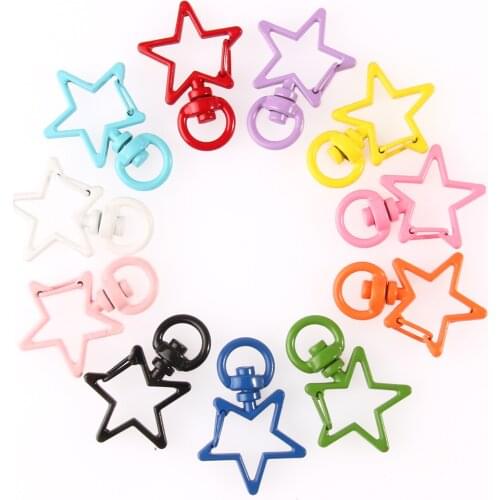 5pcs New Cute Candy Color Star Shape Hollow Key Chain Key Ring keychain DIY Accessories Lobster Clasp Wholesale