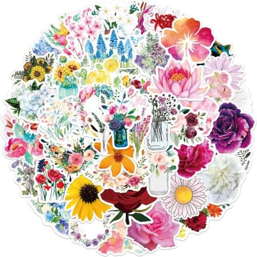 50pcs Kawaii Flower Series Sticker Notebook Computer Adesivos Craft Supplies Scrapbook Material Christmas Sticker