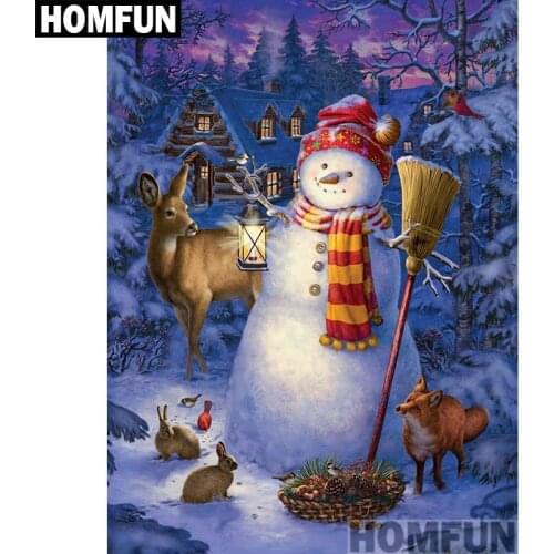 HOMFUN Full Square/Round Drill 5D DIY Diamond Painting "Christmas Snowman" 3D Embroidery Cross Stitch 5D Home Decor A00846