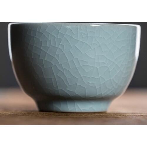 Large Ru Kiln Cup Vintage Gracked Glaze Can Be Raised Tea Cup Bubble Cup Crescent White Ru-Porcelain Master Cup Single Teacups