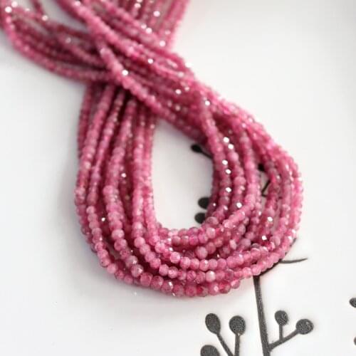 Wholesale natural pink tourmaline faceted cut rondelle 2x3mm/3x4mm 7.5 inch/19cm tiny seed beads jewelry making DIY for women
