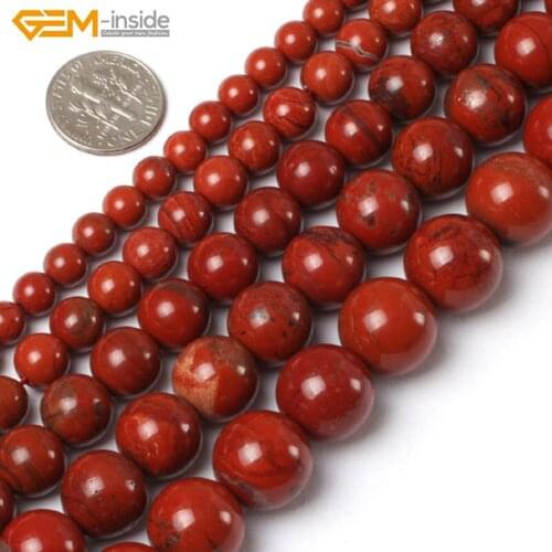 Gem-inside 2-14mm Natural Stone Beads Round Red Jaspers Beads For Jewelry Making Beads 15'' DIY Beads Trinket Gift