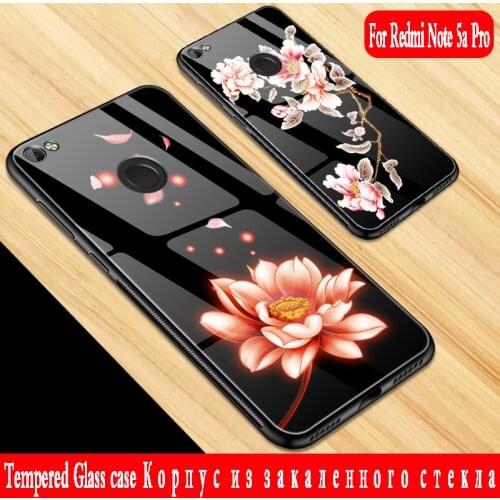 For xiaomi redmi note 5a pro case Luxury Tempered Glass hard Back Soft Edge For xiaomi redmi note 5a prime silicon case Cover 3d