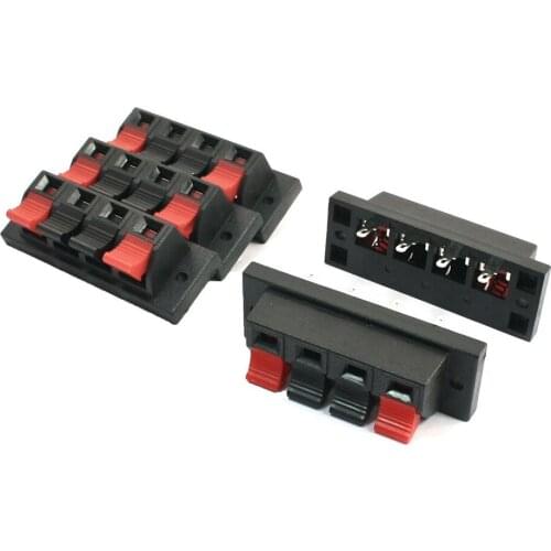 CLCU 5 Pcs 4 Pins Spring Loaded Push Type Speaker Terminal Board 70x25mm