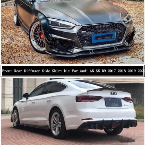 For Audi A5 S5 B9 2017 2018 2019 2020 Carbon Fiber Front Rear Bumper Diffuser Lip Spoiler Body Side Skirt kit Wind knife Aprons