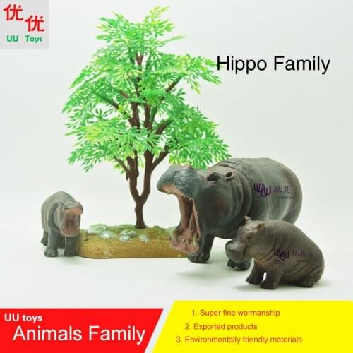 Hot toys: Hippo (Hippopotamus) family pack (3 hippos) Simulation model Animals kids toys children educational props