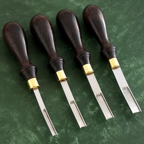 Leather French Edge Skiving Tool Wide Mouth Leathercraft Beveler DIY Shallow Skiving Trimming Press for Craft Cutting Sandalwood