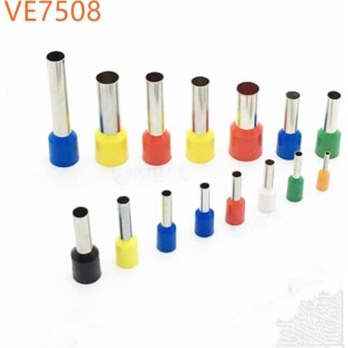 1000pcs E7508 Tube insulating Insulated terminals 0.75MM2 Cable Wire Connector Insulating Crimp Terminal Connector E
