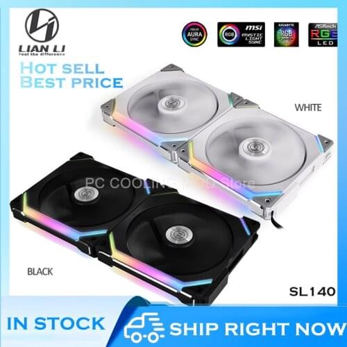 LIANLI UNI FAN SL140 PC Case Cooling Fan Modular RGB Fan Kit,140mm Cable Free Software Smart PWM Control M/B 5V ARGB Black/White