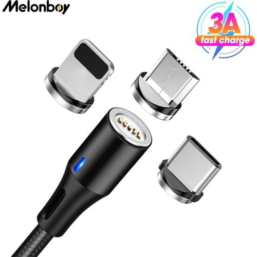 Melonboy 3A 5pin Magnetic Cable Fast Charging Wire Data Cable for Xiaomi mi 10 ultra iPhone Samsung Huawei Phone Charging Cord