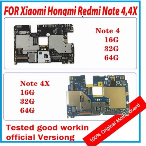 For Xiaomi Hongmi Redmi Note 4,4X Motherboard With Chips Updated Android MIUI System 16G/32G/64G Replaced Clean Main Board