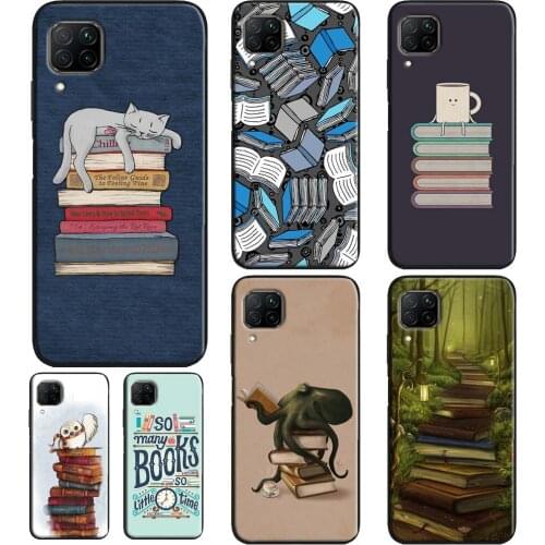 Read Books illustration Soft Case For Huawei P30 Lite P40 P20 Pro Mate 20 10 Lite P Smart 2019 2021 Cover Coque