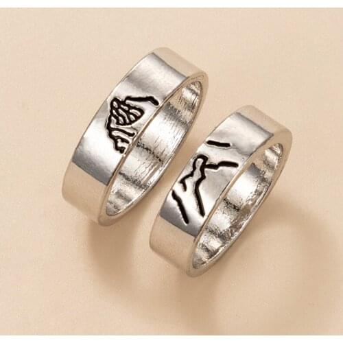 Couple Ring Set Trendy Geometric Knuckle Rings for Women Men Lover Friendship Engagement Wedding Rings 2021 Trend Jewelry Gifts