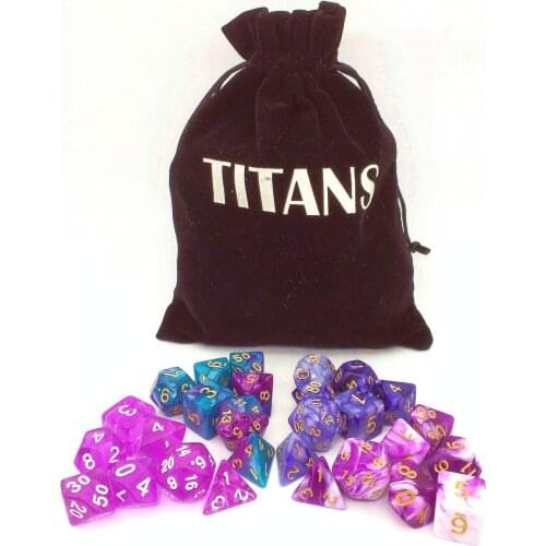 TITANS 35 polyhedral Set for TRPG Game Role Play Spyro Purple Wizard Collection W/ DnD Dice Bag