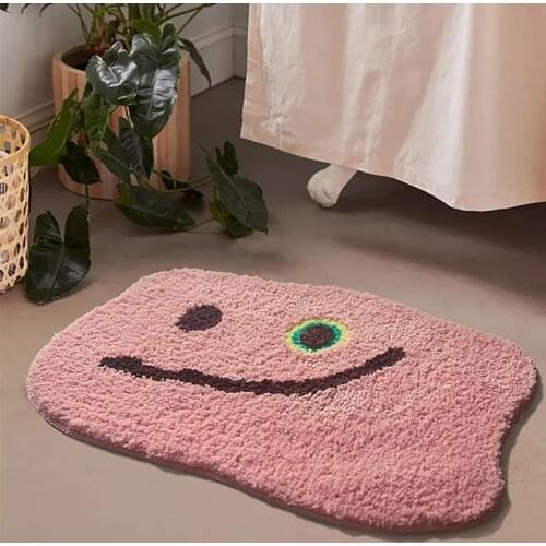 Nordic Pink Fluffy Bathroom Mat Carpet Area Rug Bath Room Floor Tub Side Mats Absorbent Anti Slip Pad Bathmat Doormat Home Decor