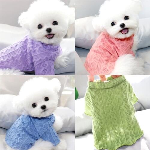 Autumn and winter pet pure color knitted bottoming sweater sweater cat Teddy Bichon Hiromi Schnauzer VIP puppy dog clothes