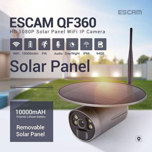 Solar Panel WIFI IP Camera HD 1080P Cloud Storage Battery PIR Alarm Full Color Night Vision Two Way Audio IP66 Security Camera