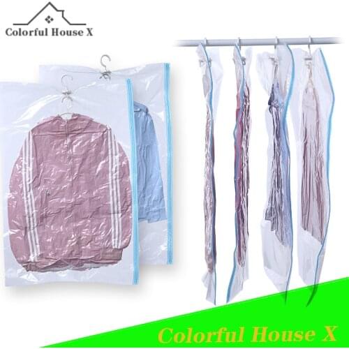 Hanging Vacuum Suction Clothing Compression Bag Transparent Large Thickened Dust Bag Clothes Collapsible Finishing Dust Cover