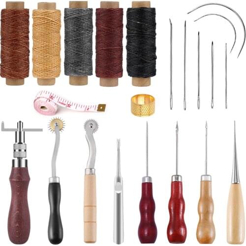 KAOBUY Professional Leather Craft Tools Kit Hand Sewing Stitching Punch Carving Work Saddle Groover Set Accessories DIY Tool