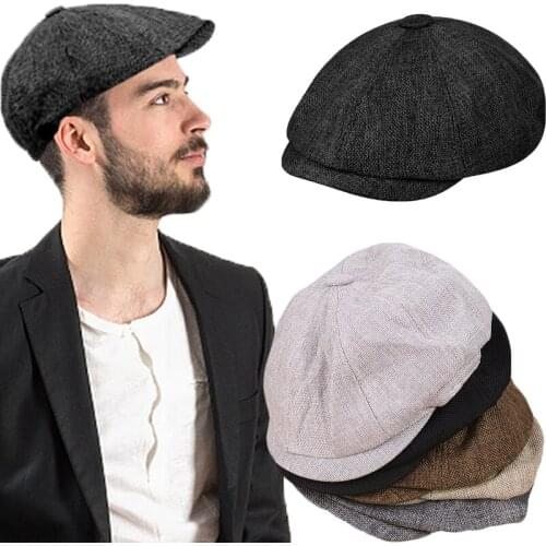 Plain Mens Casual Newsboy Cap Spring Autumn Summer Retro Vintage Beret Hat Trends Wild Casual Caps Unisex Octagonal Hats