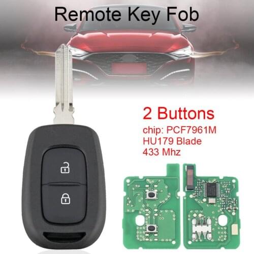 433MHz 2 Buttons Car Remote Key with PCF7961M Chip and HU179 Blade Fit for Renault Symbol Trafic Dacia Duster Logan New