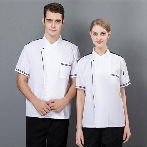 Hotel Chefs Workwear Short Sleeve Restaurant Kitchen Summer Uniform Dining Fast Food Shop Plus Size Unisex Cook Overalls H2071