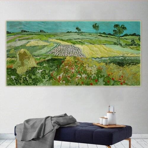 Van Gogh《Wheat Fields near Auvers》Canvas Art Oil Painting Artwork Aesthetic Picture Poster Wall Hanging Decor Home Decoration