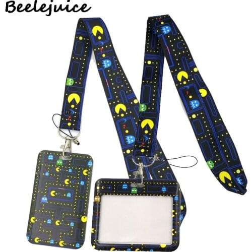 Funny Game Pacman Cartoon Cute Credit Card ID Holder Bag Student Women Travel Bank Bus Business Card Cover Badge Accessory Gifts