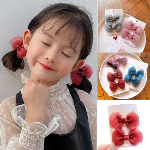 2/4/6PCS/Set Chiffon Bow Hair Clip for Girls Sweet Kids Hairpin Handmade Cloth Barrettes Girls Hair Accessories