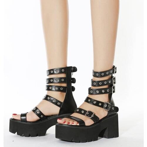 Firowe Women Summer New Arrival Street Trend Punk Roman Platform Wedge Sandal Large Size Womens designer sandals 8CM size 43