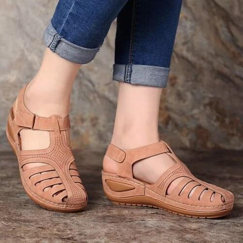 Womens Sandals Summer Ladies Girls Comfortable Ankle Hollow Round Toe Sandals Female Soft Beach Sole Shoes Plus Size 2020 New