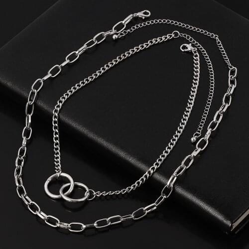 2 Layered Chunky Chain Necklace for Women Fashion Choker Collar Gothic Punk 2020 Necklaces Statement Neck Chains Jewelry