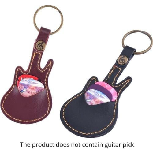 1PC PU Leather Key Chain Guitar Picks Holder Keychain Plectrums Bag Case Supplies