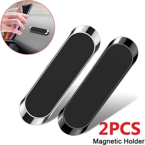 2PCS Magnetic mini Car Phone Holder Strip Paste Stand For iPhone Huawei Samsung Wall Zinc Alloy Magnet GPS Car Mount Dashboard